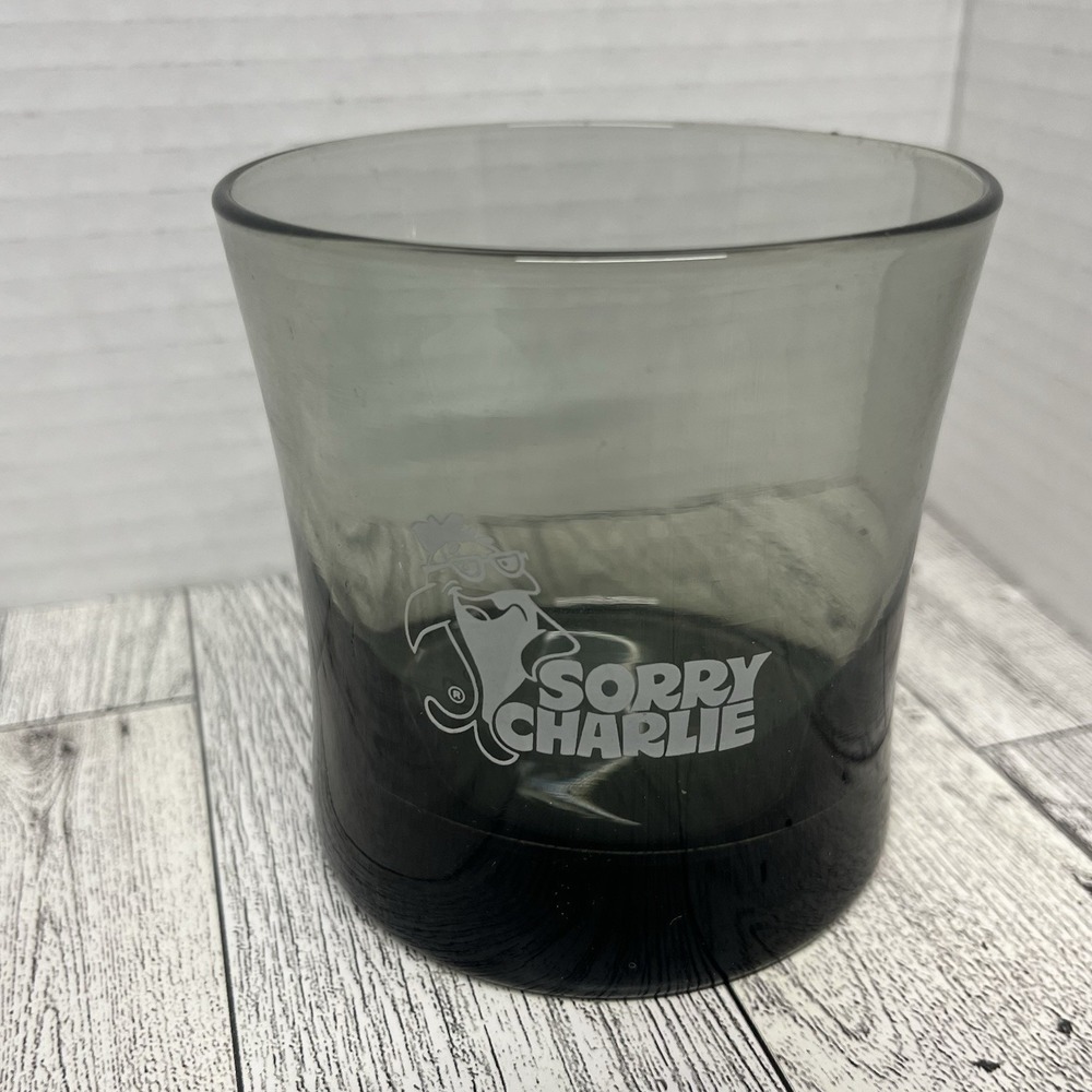 Vintage StarKist Charlie The Tuna‎ "Sorry Charlie" Smoky Gray Rocks Glass